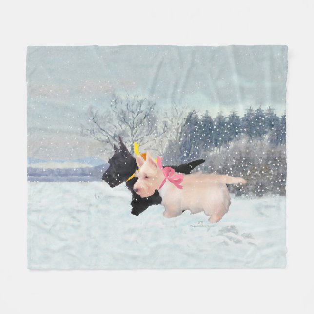 Couverture Polaire Chiots Scottie (Devant (Horizontal))