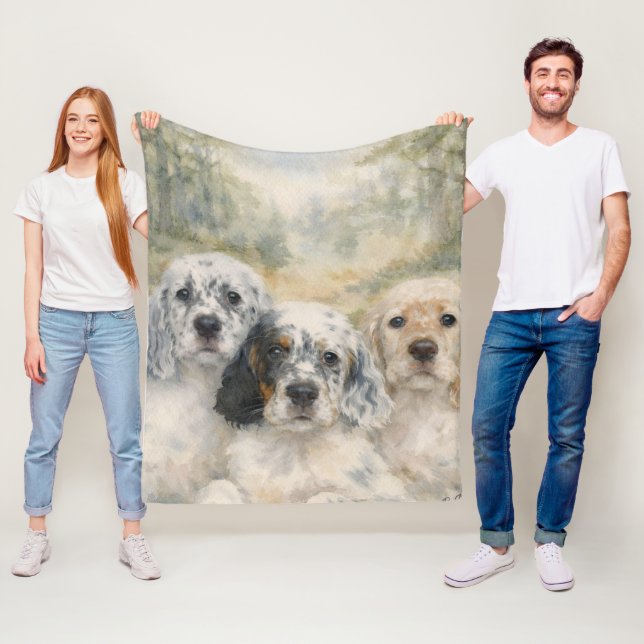 Couverture Polaire Chiots Setter Anglais (En situation)