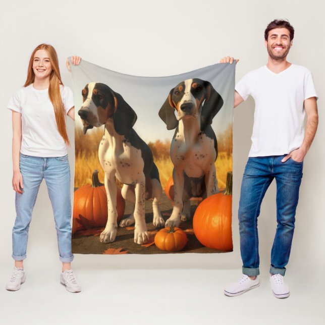 Couverture Polaire Chiots Treeing Walker Coonhound à l'automne Citrou (En situation)