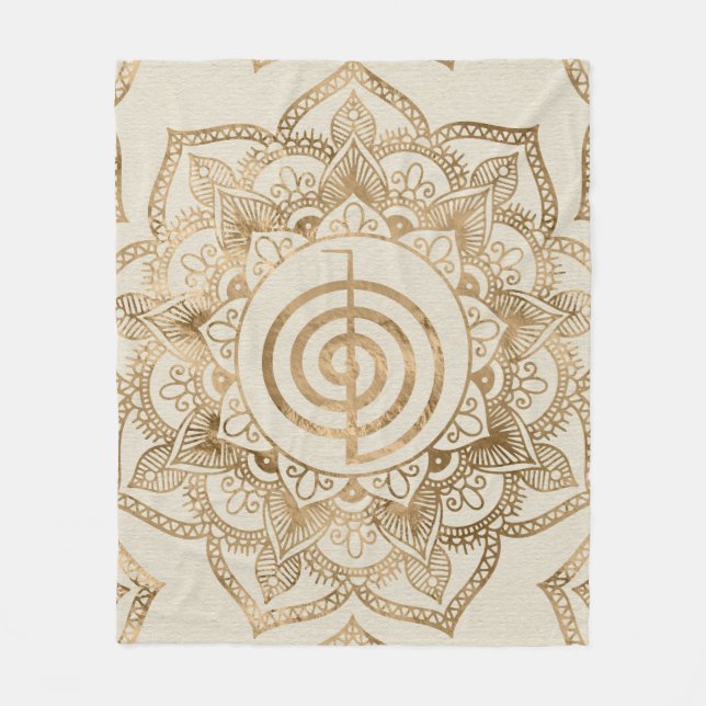 Couverture Polaire Cho Ku Rei - pastel gold lotus mandala (Devant)