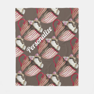 Couverture Polaire chocolat chaud marshmallow cacao sundae rouge brun