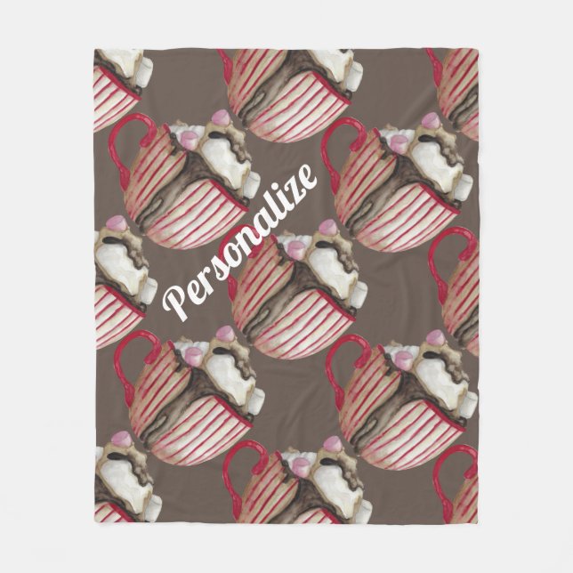 Couverture Polaire chocolat chaud marshmallow cacao sundae rouge brun (Devant)