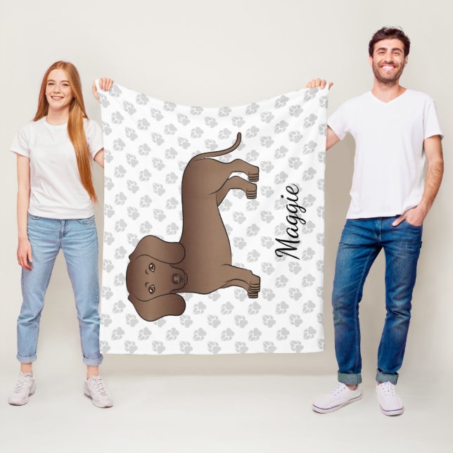Couverture Polaire Chocolat Cheveux Courte Dachshund Dessin Chien et  (En situation)