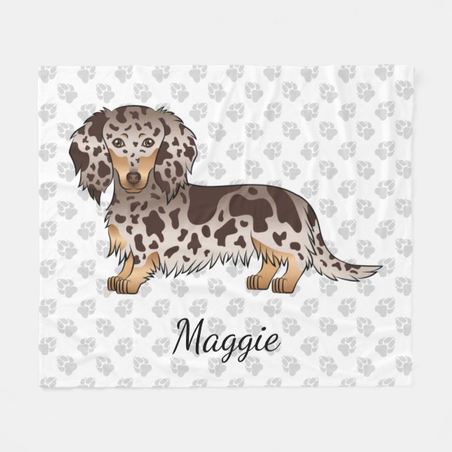 Couverture Polaire Chocolat & Tan Dappage cheveux longs et nom (Devant (Horizontal))