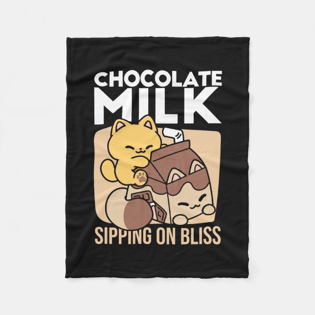 Couverture Polaire Chocolate Milk Sipping on Bliss – Kawaii Cat Food  (Devant)