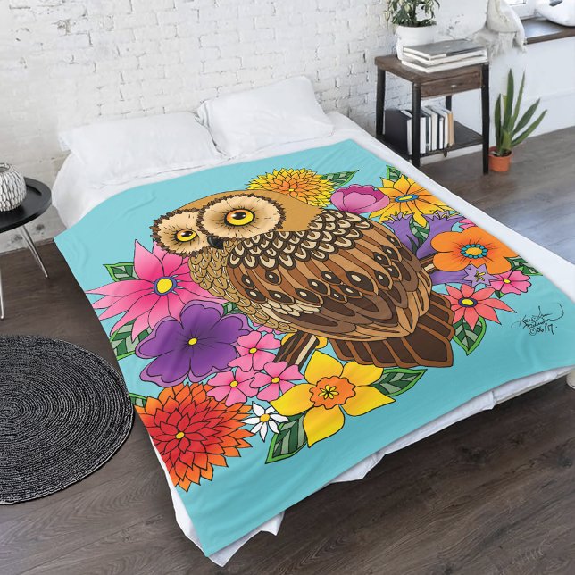 Couverture Polaire Chouette à fleurs (Créateur téléchargé)