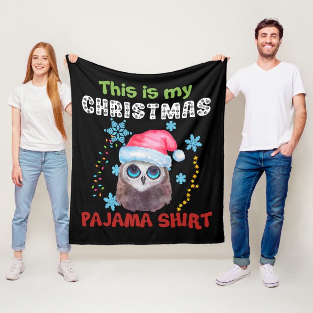 Couverture Polaire Chouette C'Est Ma Chemise De Pyjama De Noël (En situation)