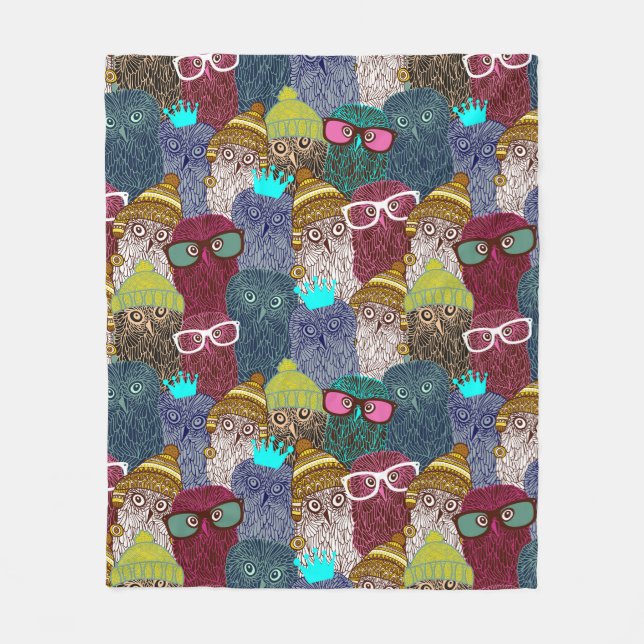 Couverture Polaire Chouette dans la couronne (Devant)