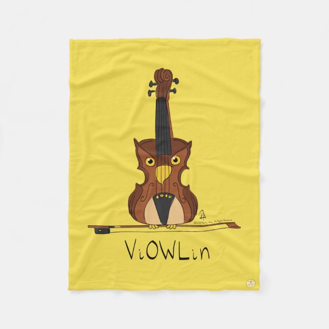 Couverture Polaire Chouette de violon Funny Cute Kids Music (Devant)