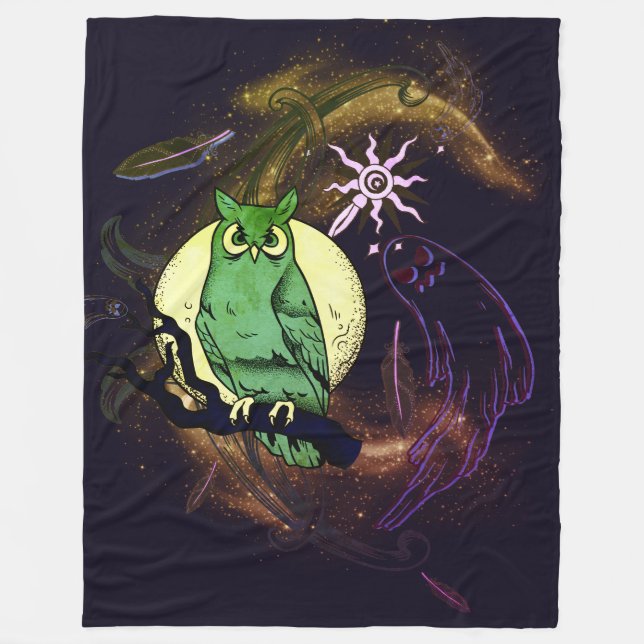 Couverture Polaire Chouette et fantôme (Devant)