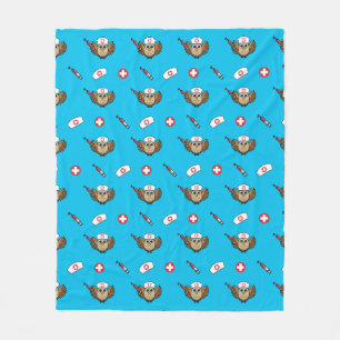 Couverture Polaire Chouette infirmière mignonne avec dessin à la seri