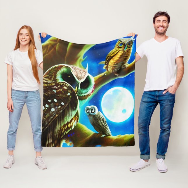 Couverture Polaire Chouettes (En situation)