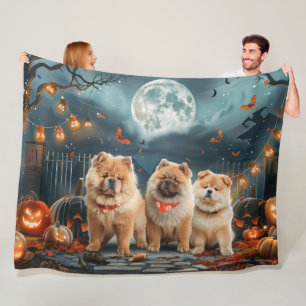 Couverture Polaire Chow Chow Halloween Éffrayant