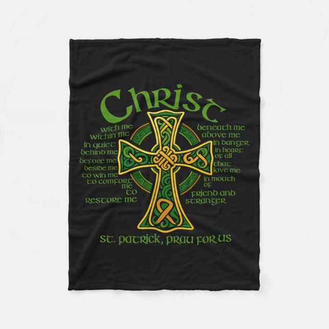 Couverture Polaire Christ Avec Moi Croix Celtique St. Patrick Breastp (Devant)