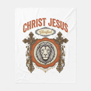 Couverture Polaire Christ Jésus Lion Vintage Foi
