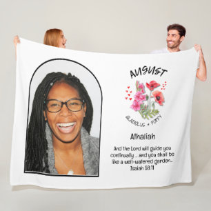 Couverture Polaire Christian AOÛT Naissance Mois Fleur NOM PHOTO