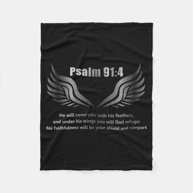Couverture Polaire Christian Bible Verse Quote Psalm 91 4 Design On T (Devant)