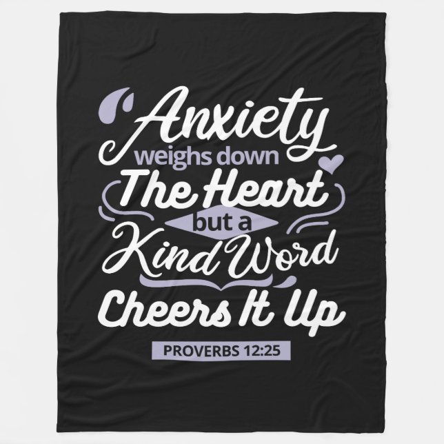Couverture Polaire Christian Encouragement Quote – Anxiety & Kindness (Devant)