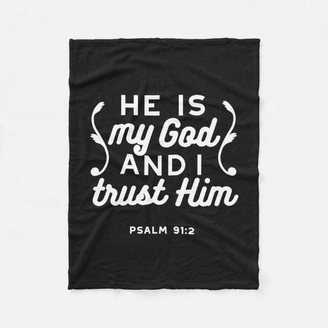 Couverture Polaire Christian Faith Quote – Trust in God Psalm 91:2 (Devant)