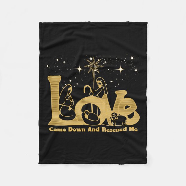 Couverture Polaire Christian Family Christmas Nativity Scene Gold T S (Devant)