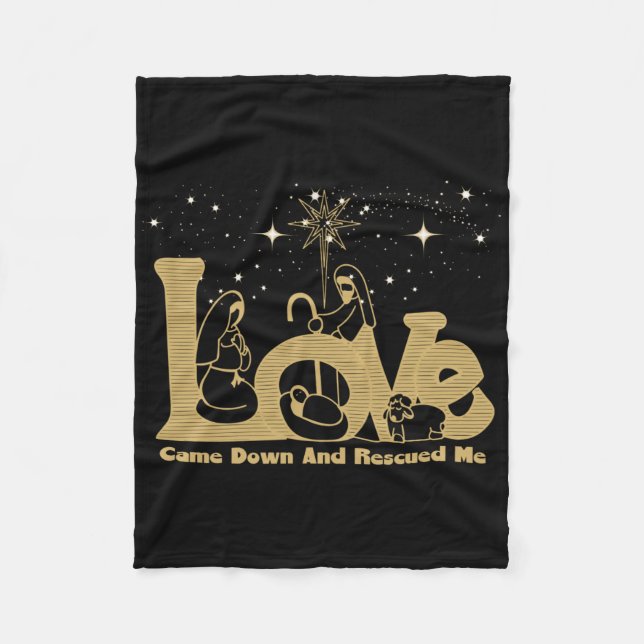 Couverture Polaire Christian Family Christmas Nativity Scene Gold T S (Devant)