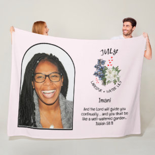 Couverture Polaire Christian JULY Mois de naissance Fleur NOM PHOTO