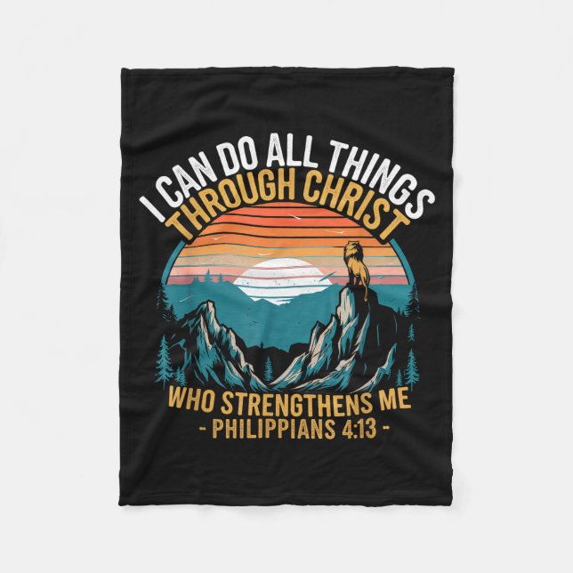Couverture Polaire Christian Philippians 4_13 Religious Lion Strength (Devant)