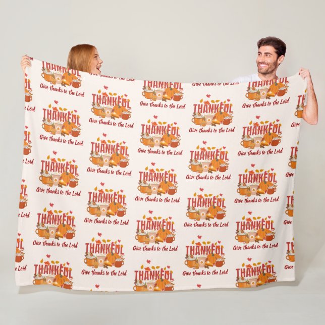 Couverture Polaire Christian THANKFUL MERCI Citrouille Latte (En situation)