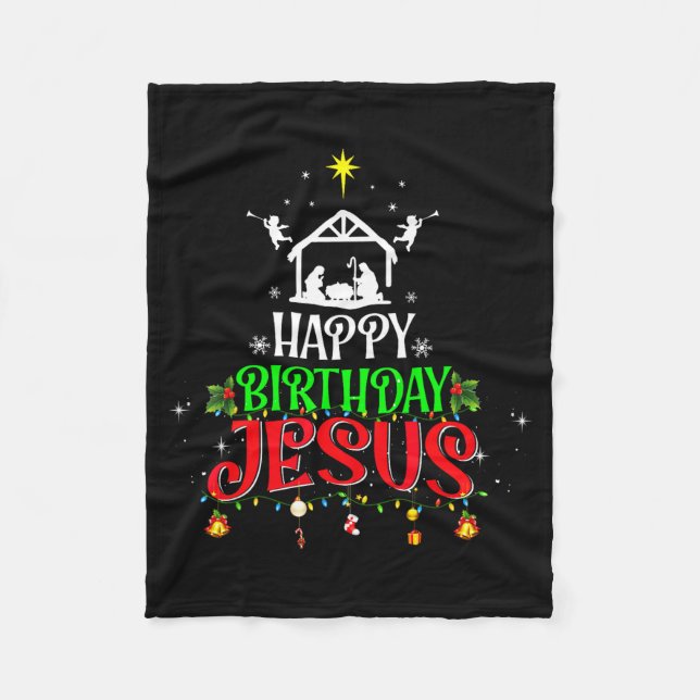 Couverture Polaire Christian Tree Christmas Happy Birthday Jesus Wome (Devant)