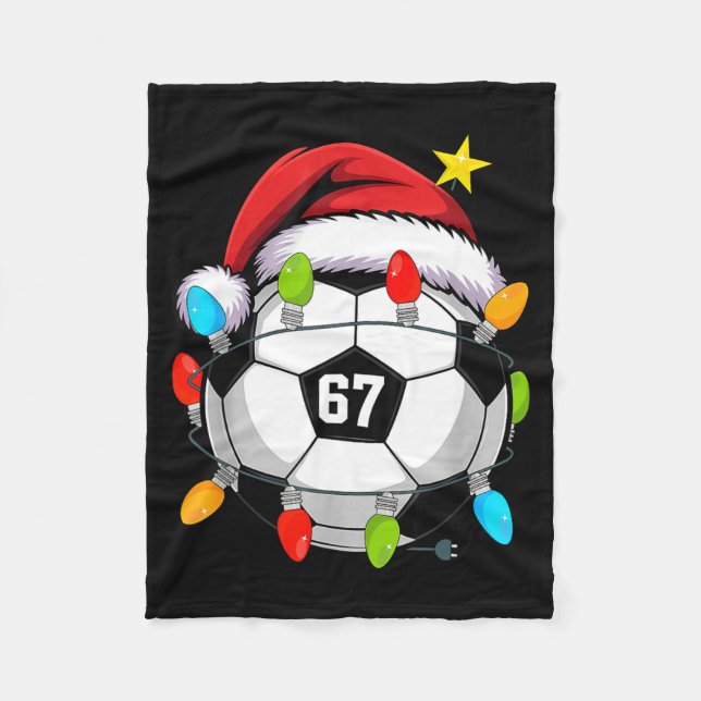 Couverture Polaire Christmas 67 Meme Soccer Ball Santa Hat Funny Xmas (Devant)