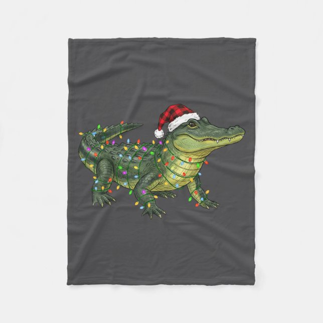 Couverture Polaire Christmas Alligator Holiday Reptile Funny Festive  (Devant)