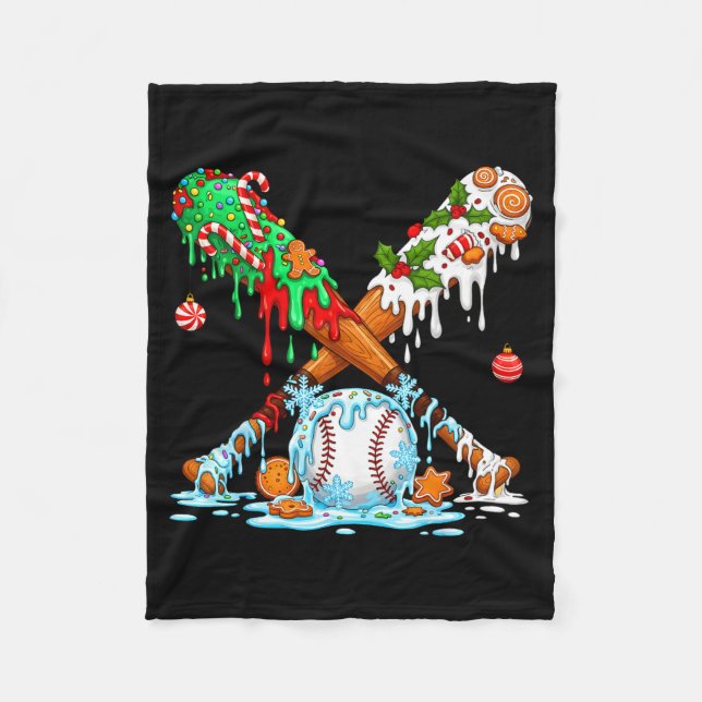 Couverture Polaire Christmas Baseball Ice Cream Drip Candy Game Day B (Devant)