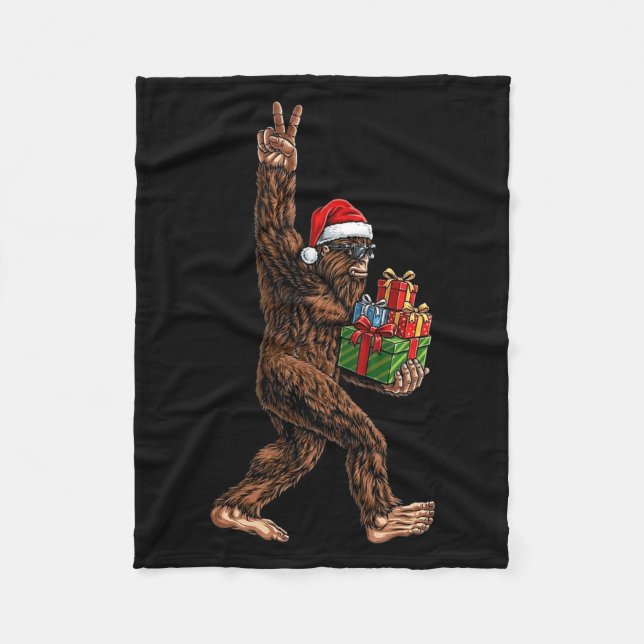 Couverture Polaire Christmas Bigfoot Santa Hat Funny Sasquatch Big Fo (Devant)