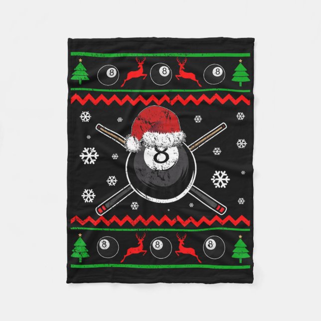 Couverture Polaire Christmas Billiard Snooker Pool Sport Drôle Cadeau (Devant)