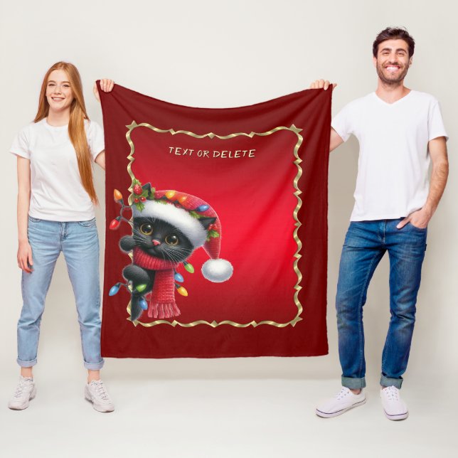 Couverture Polaire Christmas Black Cat Fleece Blanket (En situation)