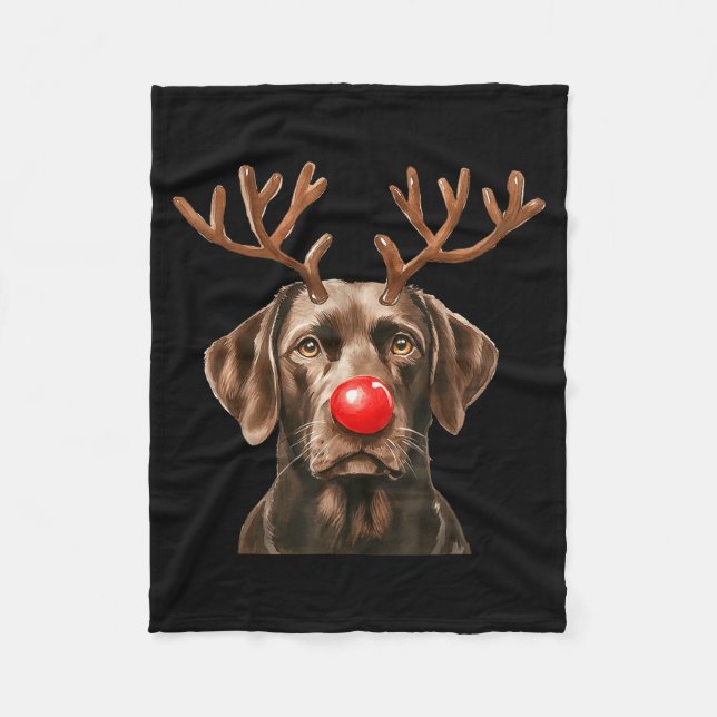 Couverture Polaire Christmas Brown Labrador Retriever Reindeer Dog Lo (Devant)