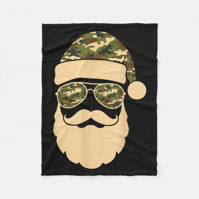 Couverture Polaire Christmas Camo Santa Sungles Hat Beard Cool Milita (Devant)
