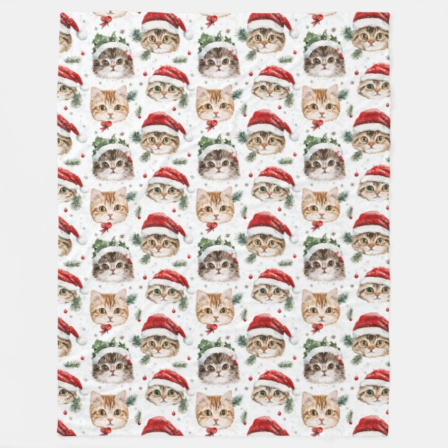 Couverture Polaire Christmas Cat (Devant)