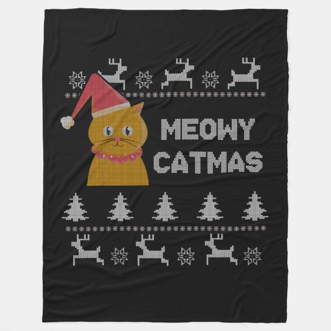 Couverture Polaire Christmas Cat (Devant)