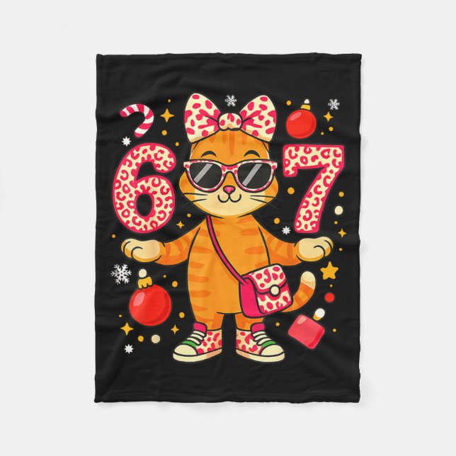 Couverture Polaire Christmas Cat For Women 6 7 Tee Meme Leopard Bow X (Devant)