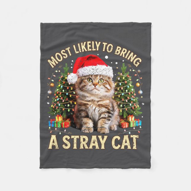 Couverture Polaire Christmas Cat With Santa Hat Holiday Funny Xmas Pa (Devant)