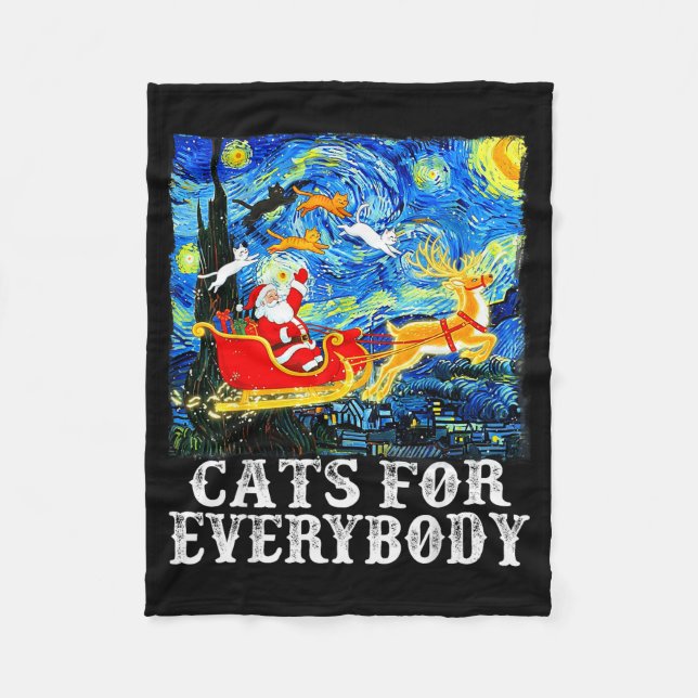 Couverture Polaire Christmas Cats For Everybody Funny Santa Starry Ni (Devant)