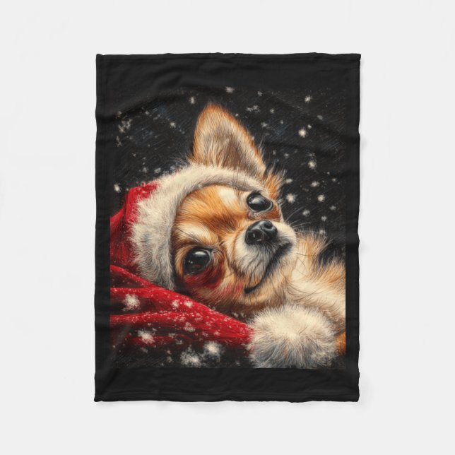 Couverture Polaire Christmas Chihuahua On A Long Sleeve  (Devant)