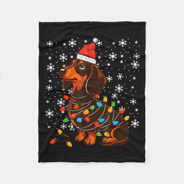 Couverture Polaire Christmas Dog Dachshund Santa Xmas Wiener Women Me (Devant)