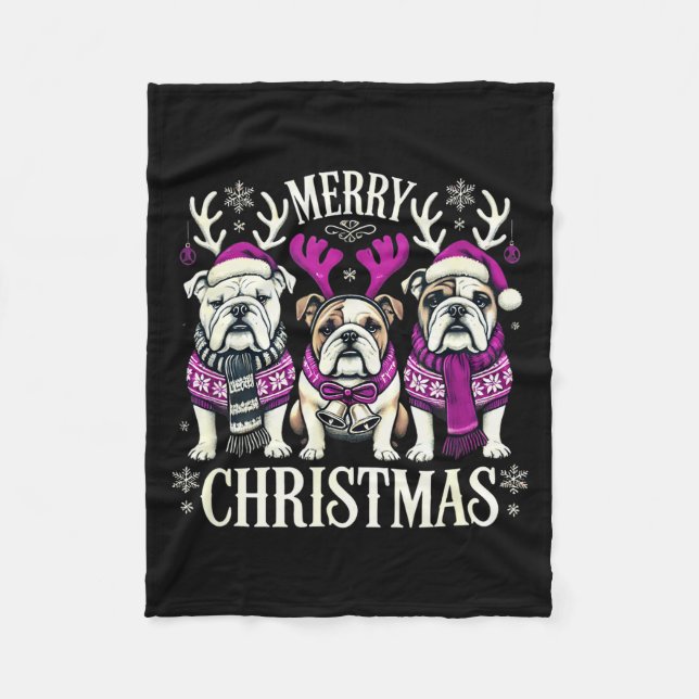 Couverture Polaire Christmas English Bulldog Mom English Bulldog Chri (Devant)