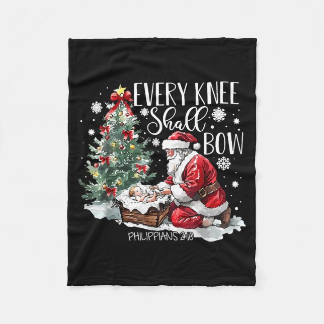Couverture Polaire Christmas Every Knee Shall Bow Santa Nativity Scen (Devant)