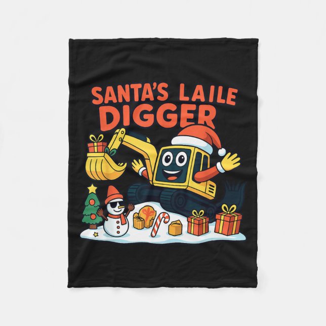 Couverture Polaire Christmas Excavator Santa Digger Funny Holiday  (Devant)