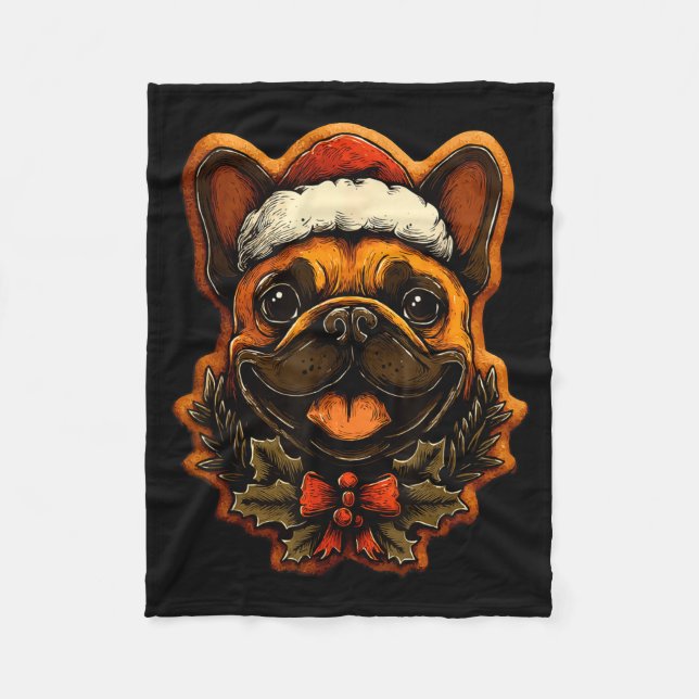 Couverture Polaire Christmas French Bulldog With Santa Hat Gingerbrea (Devant)