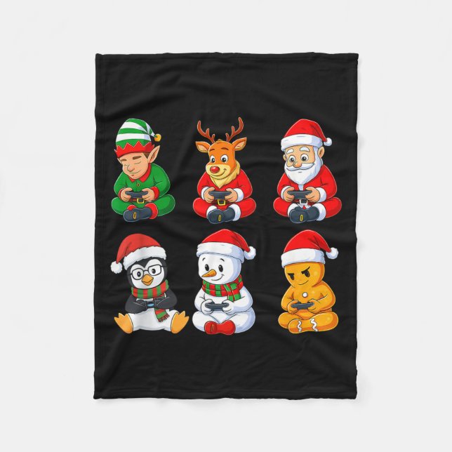 Couverture Polaire Christmas Gamer Boys Video Games Santa Elf Reindee (Devant)