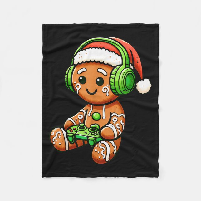 Couverture Polaire Christmas Gamer Gingerbread Santa Hat Xmas Gaming  (Devant)